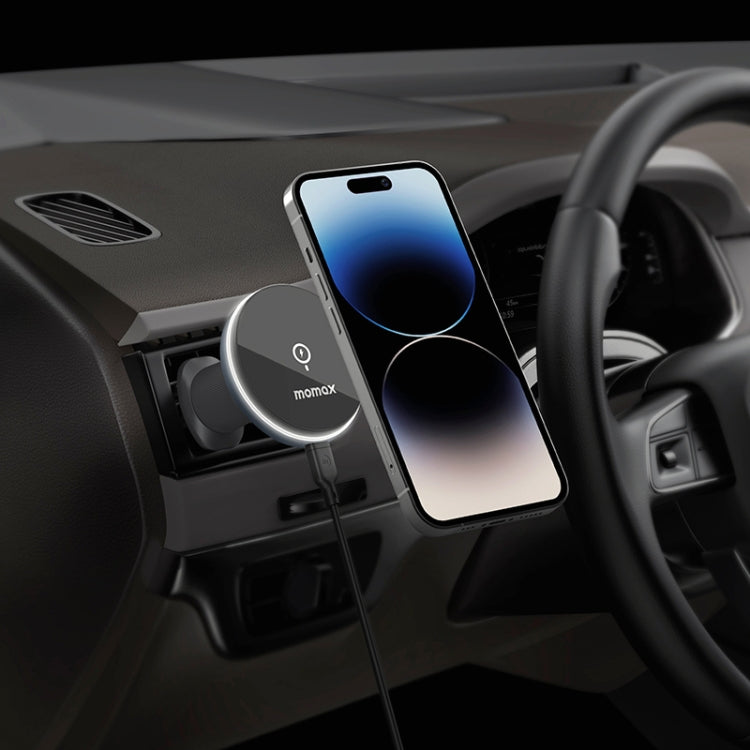 MOMAX CM25A Magnetic Wireless Charger Car Air Outlet Phone Holder, CM25A
