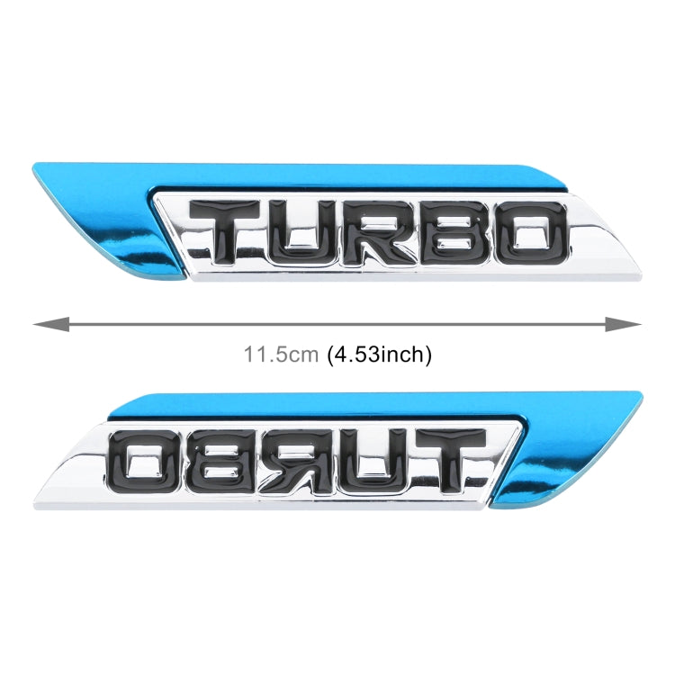 1 Pair Car Turbo Personalized Aluminum Alloy Decorative Stickers, Size: 11.5 x 2.5 x 0.5cm, Turbo