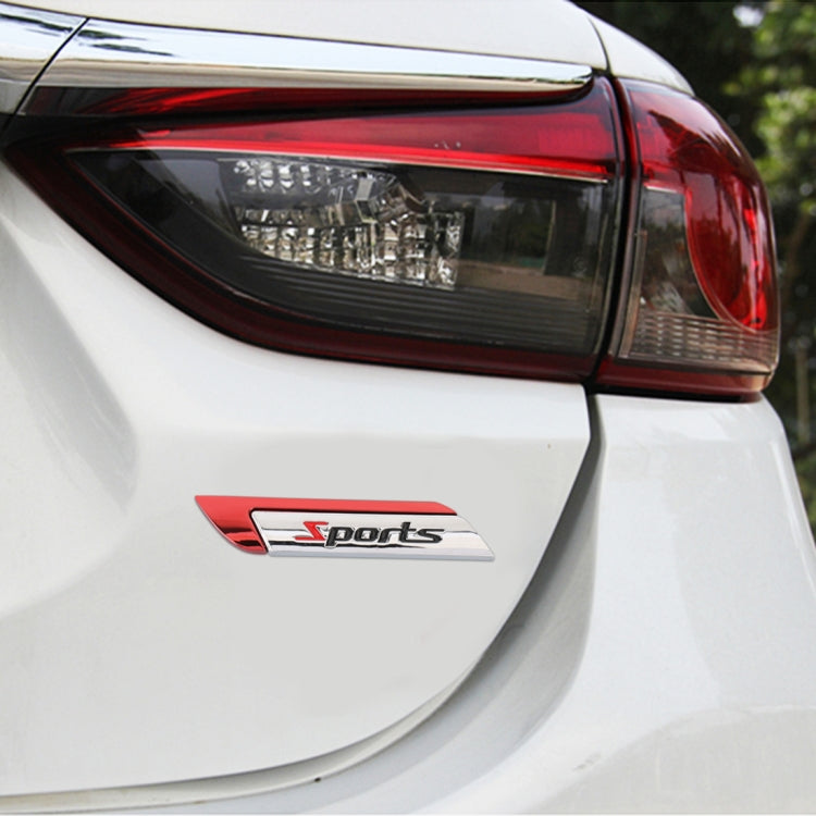 1 Pair Car SPORTS Personalized Aluminum Alloy Decorative Stickers, Size: 11.5 x 2.5 x 0.5cm, SPORTS