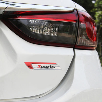 1 Pair Car SPORTS Personalized Aluminum Alloy Decorative Stickers, Size: 11.5 x 2.5 x 0.5cm, SPORTS