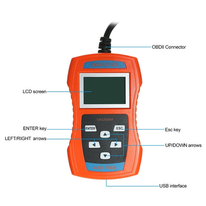 VAG506M Car Mini Code Reader OBD2 Fault Detector Diagnostic Tool, Southern European Version, VAG506M , Southern European Version