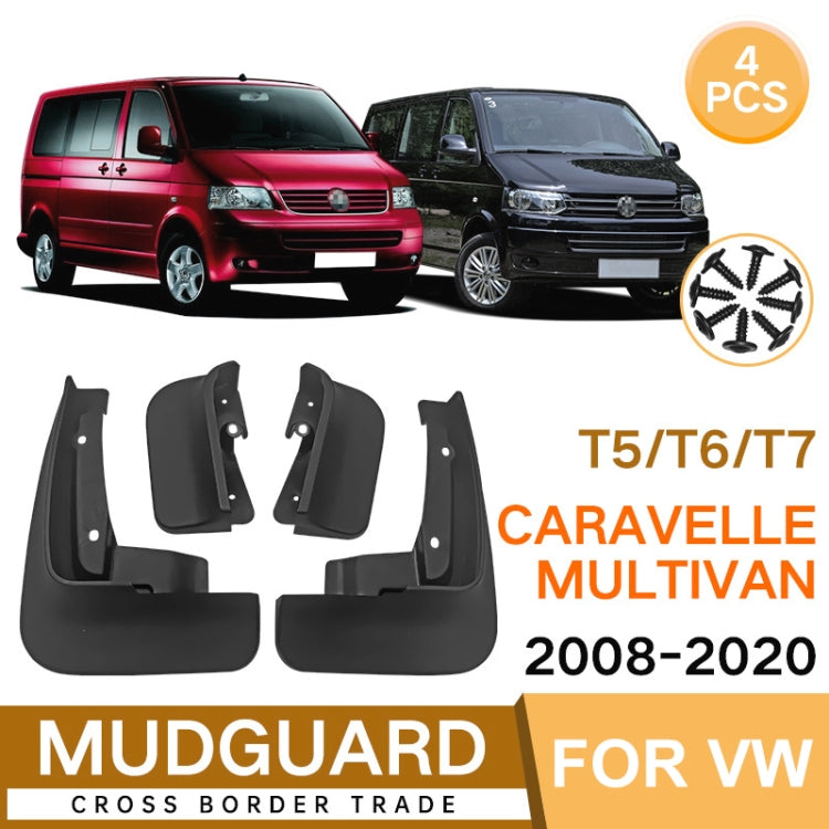 For Multivan Carvelle T5/T6 2008-2020 4pcs/Set Car Auto Soft Plastic Splash Flaps Mudguards Fender Guard, For Volkswagen Multivan Carvelle T5/T6 2008-2020