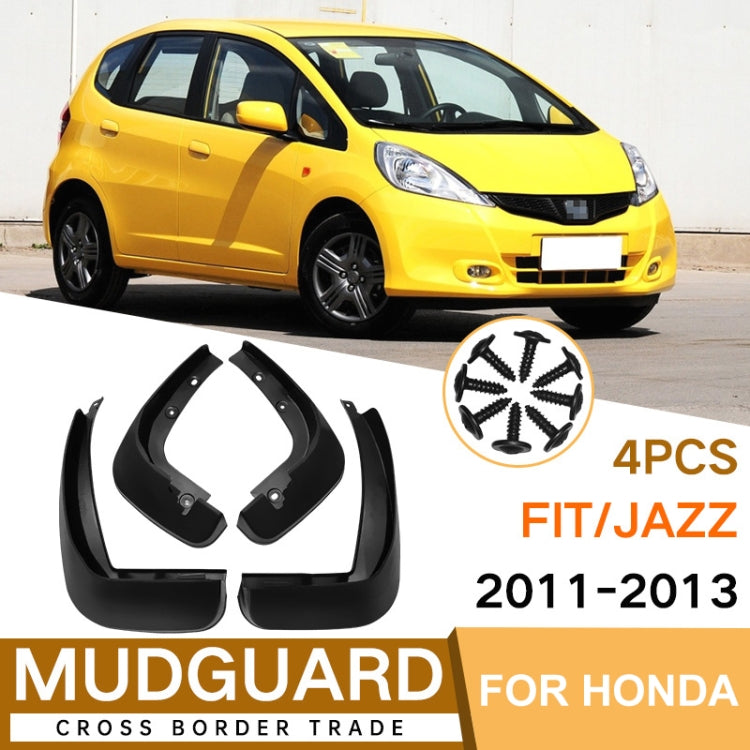 For Honda Fit Jazz 2011-2013 4pcs/Set Car Auto Soft Plastic Splash Flaps Fender Guard, For Honda Fit Jazz 2011-2013