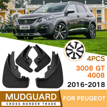 For Peugeot 4008 / 3008GT 2016-2021 4pcs/Set Car Auto Soft Plastic Splash Flaps Fender Guard, For Peugeot 4008 / 3008GT 2016-2021