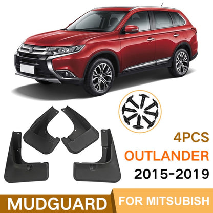 For Mitsubishi Outlander 2015-2019 4pcs/Set Car Auto Soft Plastic Splash Flaps Fender Guard, For Mitsubishi Outlander 2015-2019