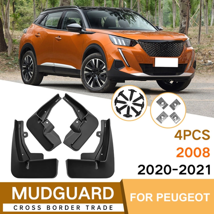 For Peugeot 2008 2020-2023 4pcs/Set Car Auto Soft Plastic Splash Flaps Fender Guard, For Peugeot 2008 2020-2023