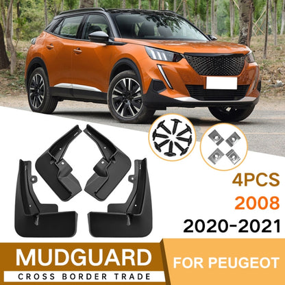 For Peugeot 2008 2020-2023 4pcs/Set Car Auto Soft Plastic Splash Flaps Fender Guard, For Peugeot 2008 2020-2023
