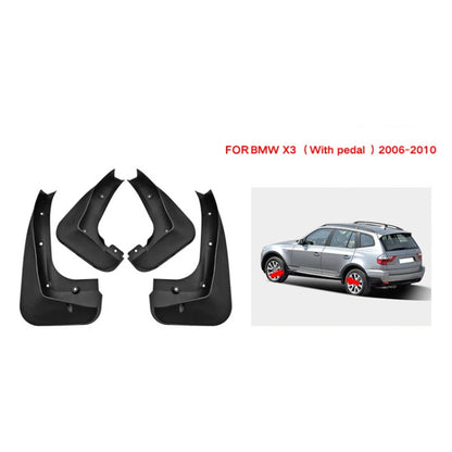 For BMW X3 2006-2010 4pcs/Set Car Auto Soft Plastic Splash Flaps Fender Guard with Pedal, For BMW X3 2006-2010