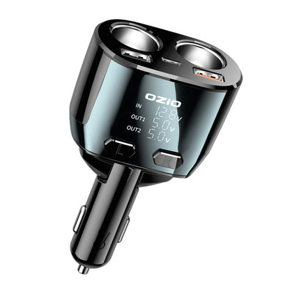 Ozio CL48TC 66W PD 20W + USB Dual Port Multi-function Car Charger with Dual Cigarette Lighters, CL48TC