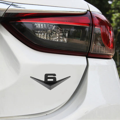 Car Number 6 Personalized Aluminum Alloy Decorative Stickers, Size:10x4x0.4cm