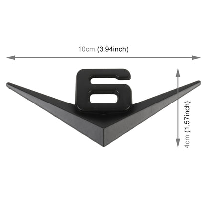 Car Number 6 Personalized Aluminum Alloy Decorative Stickers, Size:10x4x0.4cm