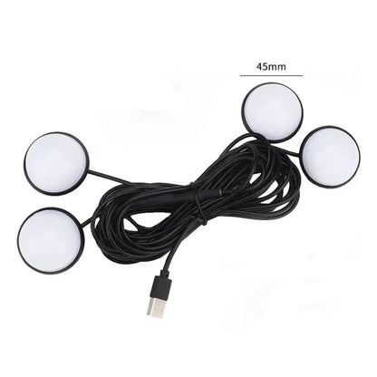 Car 4 in 1 USB RGB Foot LED Atmosphere Light, Ice Blue Light, Pink Light, White Light