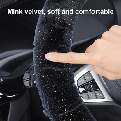 D Style Car Universal Self Heating Plush Warm Anti-skid Steering Wheel Cover, Diameter: 38cm, D Style