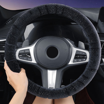 D Style Car Universal Self Heating Plush Warm Anti-skid Steering Wheel Cover, Diameter: 38cm, D Style