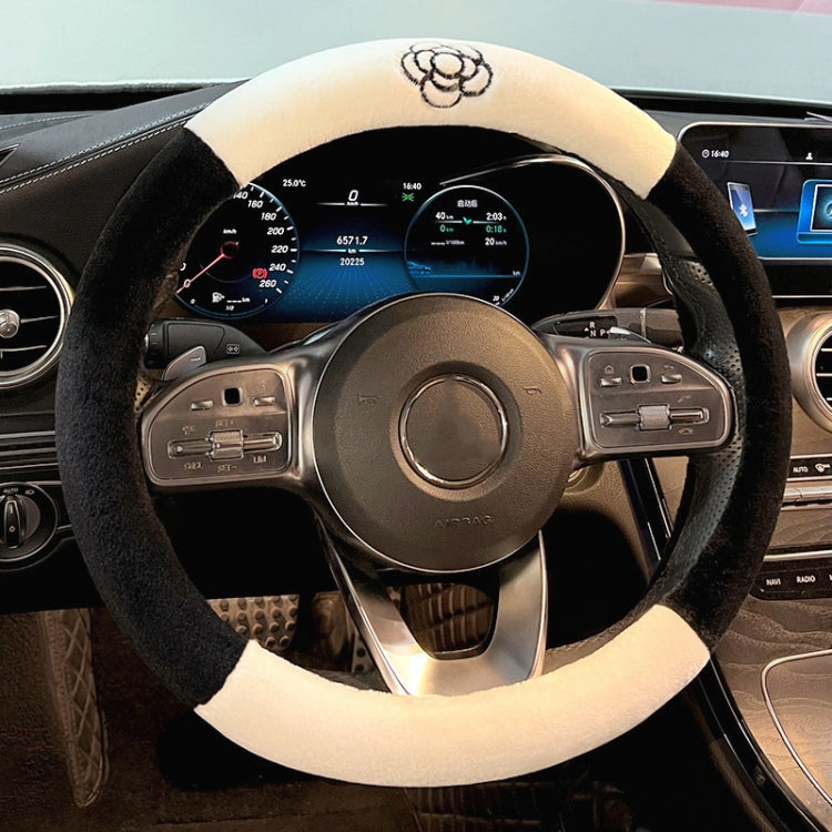 D Style Car Universal Camellia Pattern Plush Warm Anti-skid Steering Wheel Cover, Diameter: 38cm, D Style
