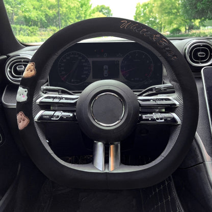 D Style Car Universal Cartoon Pattern Plush Warm Anti-skid Steering Wheel Cover, Diameter: 38cm, D Style