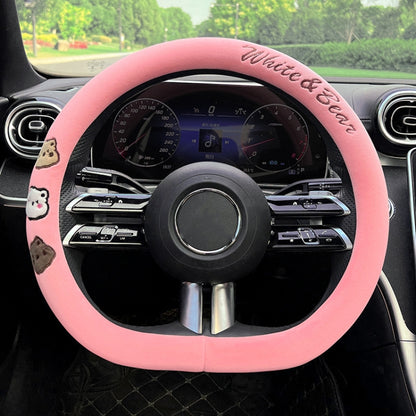 D Style Car Universal Cartoon Pattern Plush Warm Anti-skid Steering Wheel Cover, Diameter: 38cm, D Style