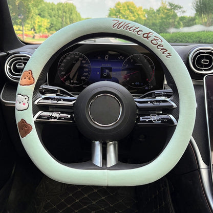 D Style Car Universal Cartoon Pattern Plush Warm Anti-skid Steering Wheel Cover, Diameter: 38cm, D Style