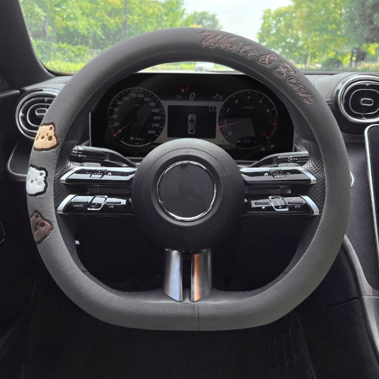 D Style Car Universal Cartoon Pattern Plush Warm Anti-skid Steering Wheel Cover, Diameter: 38cm, D Style