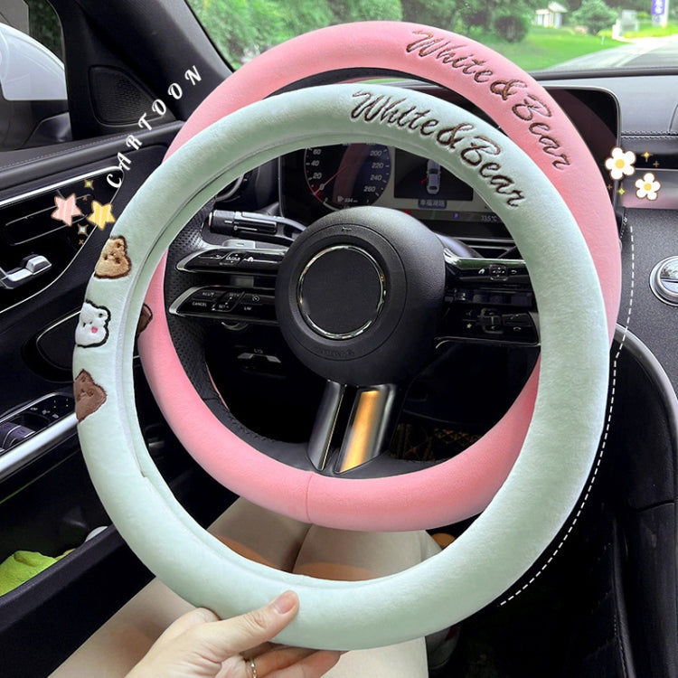 D Style Car Universal Cartoon Pattern Plush Warm Anti-skid Steering Wheel Cover, Diameter: 38cm, D Style
