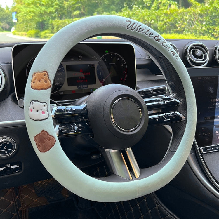 D Style Car Universal Cartoon Pattern Plush Warm Anti-skid Steering Wheel Cover, Diameter: 38cm, D Style