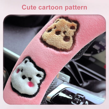 D Style Car Universal Cartoon Pattern Plush Warm Anti-skid Steering Wheel Cover, Diameter: 38cm, D Style