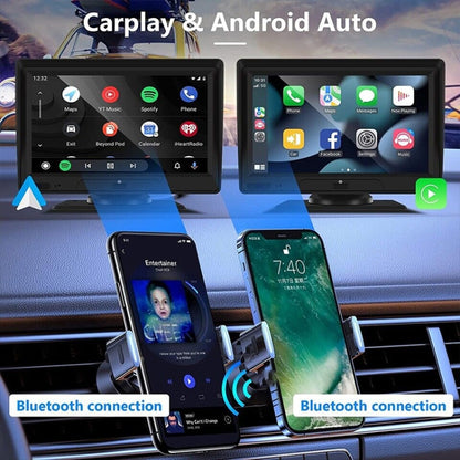 P702D 7 inch Portable Touch Display Wireless Car Navigator Dual-lens Smart Driving Recorder, P702D