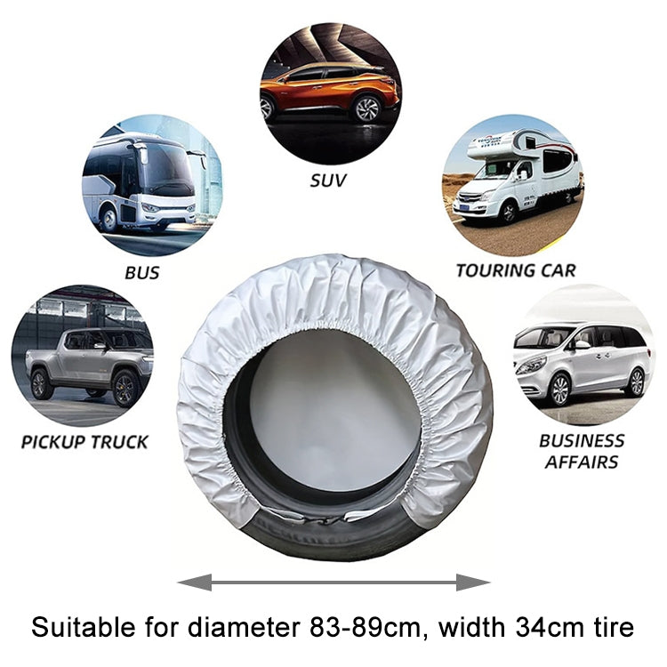 4pcs / Set Car Tire 420D Oxford Cloth Protective Cover, Diameter: 83-89cm, Width: 34cm, 83-89cm