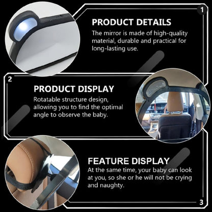 Car Baby Auxiliary Viewing Mirror with LED Remote Control Light + USB Charging