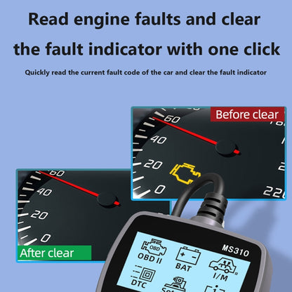 MS310 LCD Screen Car Battery Tester ODB2 Fault Detector, ODB2 Fault Detector