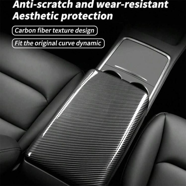 For Tesla Model 3 / Y Car Center Console Armrest Box Carbon Fiber Pattern Protective Cover, Armrest Box Protective Cover