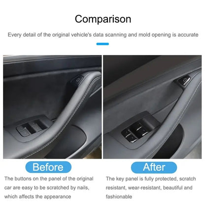 For Tesla Model 3 / Y 11pcs / Set Car Window Lift Button PU Adhesive Decorative Sticker, Window Lift Button Decorative Sticker