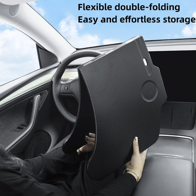 For Tesla Model 3 / Y Car Portable Folding Carbon Fiber Pattern Steering Wheel Table, Carbon Fiber Pattern Table