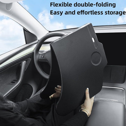 For Tesla Model 3 / Y Car Portable Folding Carbon Fiber Pattern Steering Wheel Table, Carbon Fiber Pattern Table