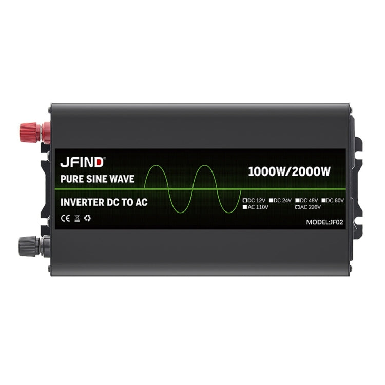 JFIND JF02 1000W 12V to 220V Pure Sine Wave Power Inverter, JF02