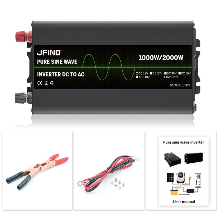 JFIND JF02 1000W 12V to 220V Pure Sine Wave Power Inverter, JF02