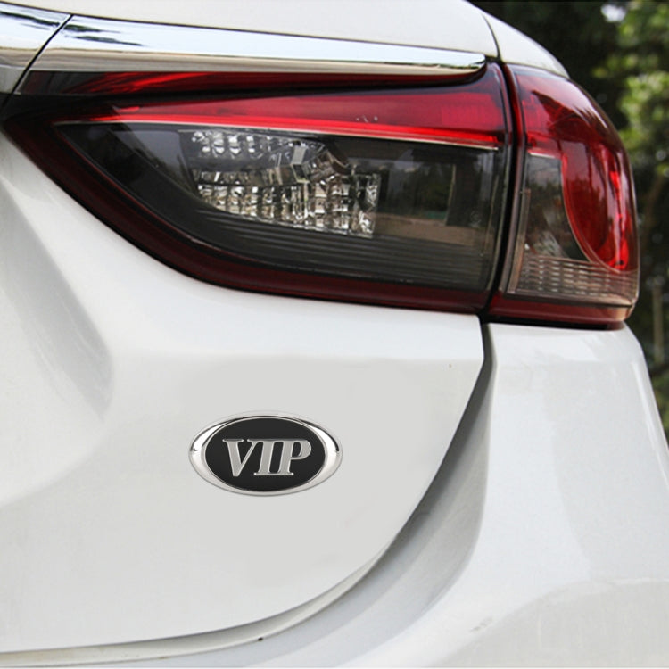 Car Oval Style VIP Metal Personalized Decorative Stickers, Size: 6.5 x 3.5 x 0.5cm, Oval Style VIP