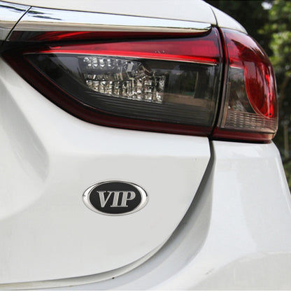 Car Oval Style VIP Metal Personalized Decorative Stickers, Size: 6.5 x 3.5 x 0.5cm, Oval Style VIP