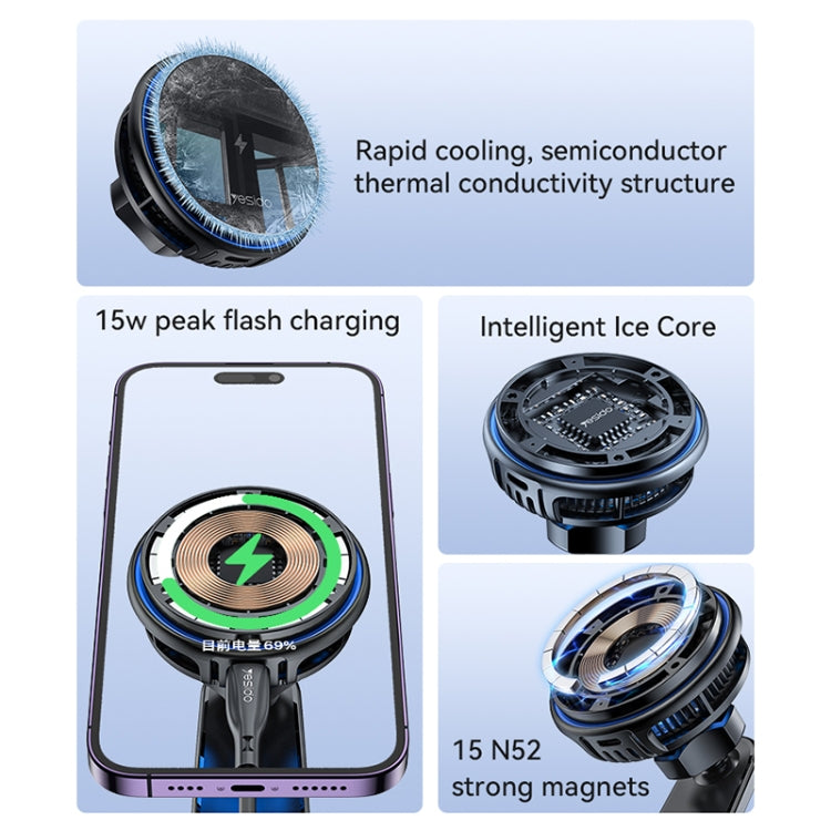 Yesido C311 Semiconductor Cooling 15W Magnetic Wireless Charging Car Holder, C311