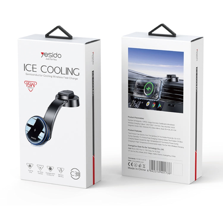Yesido C311 Semiconductor Cooling 15W Magnetic Wireless Charging Car Holder, C311