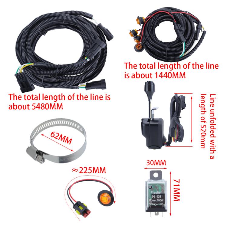 CP-5221 UTV Turn Signal Kit with Horn, Plug and Play Street Legal with Column Turn Switch and 105, Amber LED Blinker Kit, CP-5221
