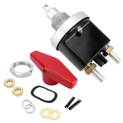 300A High Current Silver-plated Copper 12V-36V Battery Cut Off Switch with Red Handle Isolator, CP-5317