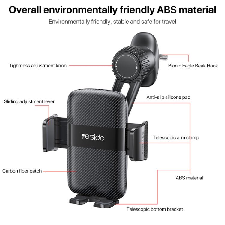 Yesido C242 Adjustable Car Air Vent Mechanical Phone Clip Holder, C242