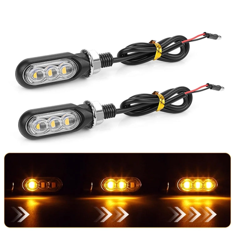 2pcs 12V 3LEDs Motorcycle Mini Water Turn Signal Light, 3LEDs (Yellow), 3LEDs (Black), 3LEDs (Transparent)