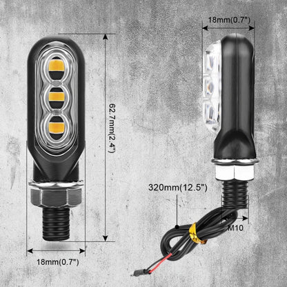 2pcs 12V 3LEDs Motorcycle Mini Water Turn Signal Light, 3LEDs (Yellow), 3LEDs (Black), 3LEDs (Transparent)