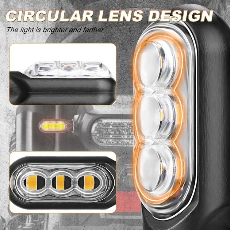 2pcs 12V 3LEDs Motorcycle Mini Water Turn Signal Light, 3LEDs (Yellow), 3LEDs (Black), 3LEDs (Transparent)