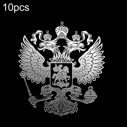10pcs PITREW Coat of Arms of Russia Emblem Nickel Metal Car Stickers Decals, Russia Emblem Silver