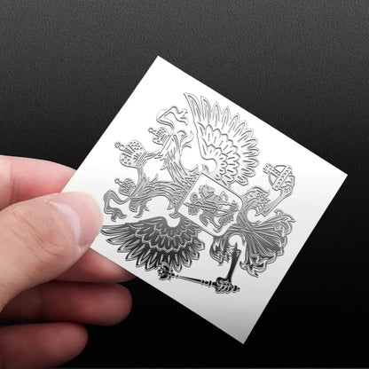 10pcs PITREW Coat of Arms of Russia Emblem Nickel Metal Car Stickers Decals, Russia Emblem Silver