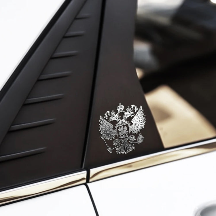 10pcs PITREW Coat of Arms of Russia Emblem Nickel Metal Car Stickers Decals, Russia Emblem Silver