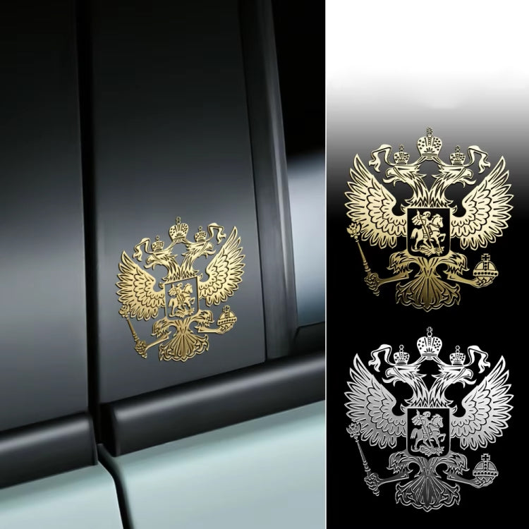 10pcs PITREW Coat of Arms of Russia Emblem Nickel Metal Car Stickers Decals, Russia Emblem Silver